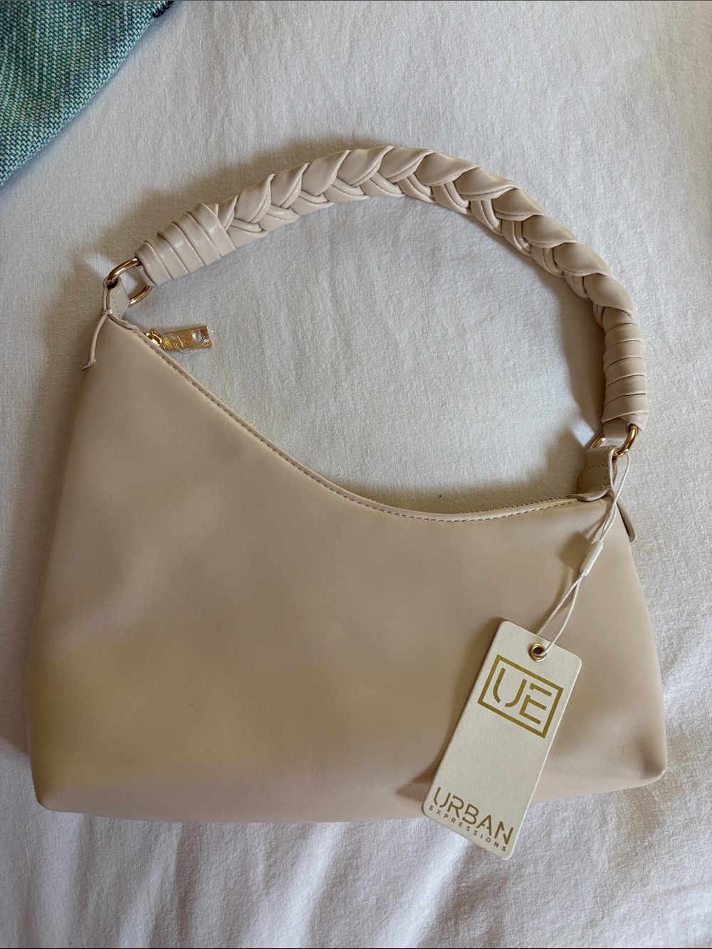 Urban Expressions Cream Braided-Handle Shoulder Bag